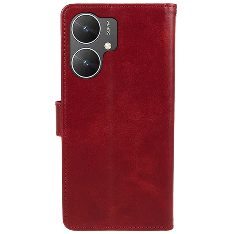For Xiaomi Poco M6 5G / Redmi 13C 5G / 13R 5G Anti-Scratch Phone Shell Magnetic Clasp PU Leather Wallet Stand Phone Case - Red