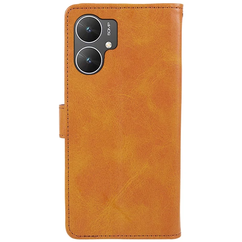 For Xiaomi Poco M6 5G / Redmi 13C 5G / 13R 5G Anti-Scratch Phone Shell Magnetic Clasp PU Leather Wallet Stand Phone Case - Khaki