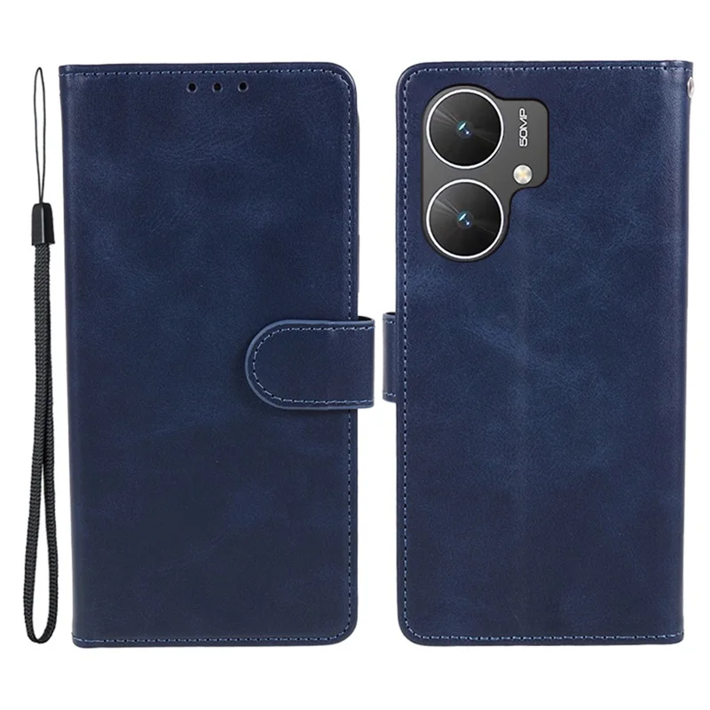 Pour Xiaomi Poco M6 5G / Redmi 13C 5G / 13R 5G Anti-Scratch Phone Shell Magnetic Clasp PU Leather Wallet Stand Phone Case - Blue