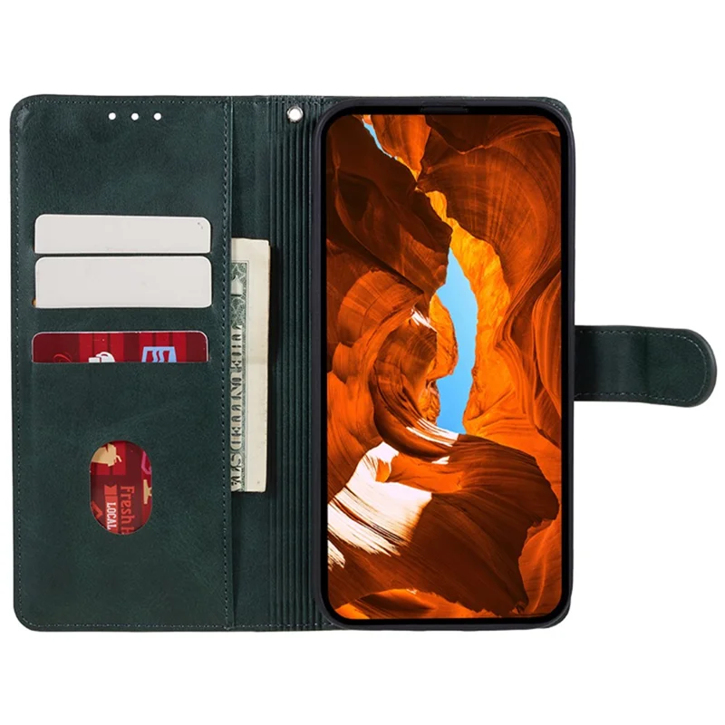 Para Xiaomi Poco M6 5G / Redmi 13C 5G / 13R 5G Anti-Scratch Phone Shell Magnetic Clasp PU Leather Wallet Stand Phone Case - Verde Meia-Noite