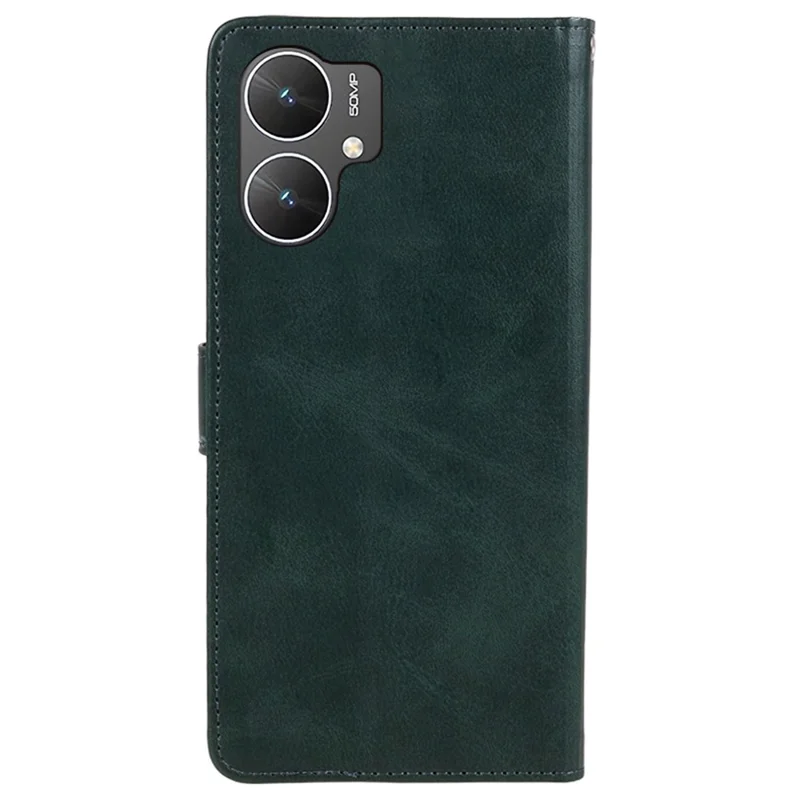 Para Xiaomi Poco M6 5G / Redmi 13C 5G / 13R 5G Anti-Scratch Phone Shell Magnetic Clasp PU Leather Wallet Stand Phone Case - Verde Meia-Noite