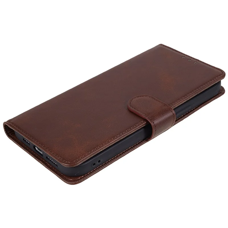 For Xiaomi Poco M6 5G / Redmi 13C 5G / 13R 5G Anti-Scratch Phone Shell Magnetic Clasp PU Leather Wallet Stand Phone Case - Brown