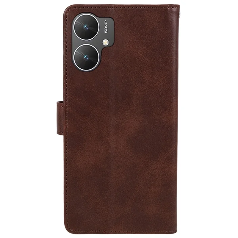 For Xiaomi Poco M6 5G / Redmi 13C 5G / 13R 5G Anti-Scratch Phone Shell Magnetic Clasp PU Leather Wallet Stand Phone Case - Brown