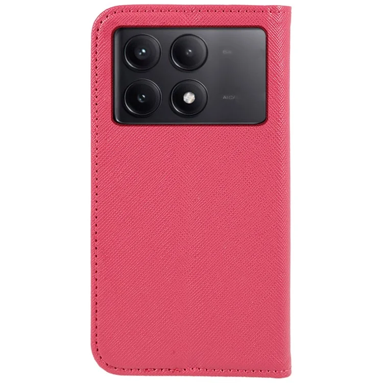 Para Xiaomi Redmi K70E 5G / Poco X6 Pro 5G Anti-Scratch Phone Cover Cross Texture Magnetic Closing Leather Stand Case - Pink