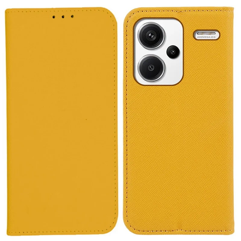 For Xiaomi Redmi Note 13 Pro+ 5G Cell Phone Case Magnetic Closing Leather Wallet Cover - Yellow