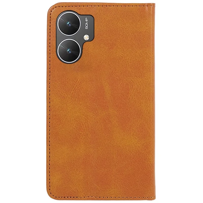 Para Xiaomi Poco M6 5G / Redmi 13C 5G / 13R 5G Capa de Telefone Móvel Textura de Bezerro Capa de Carteira de Couro PU com Suporte - Cáqui
