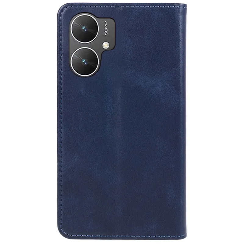 For Xiaomi Poco M6 5G / Redmi 13C 5G / 13R 5G Mobile Phone Case Calf Texture PU Leather Stand Wallet Phone Stand Cover - Blue