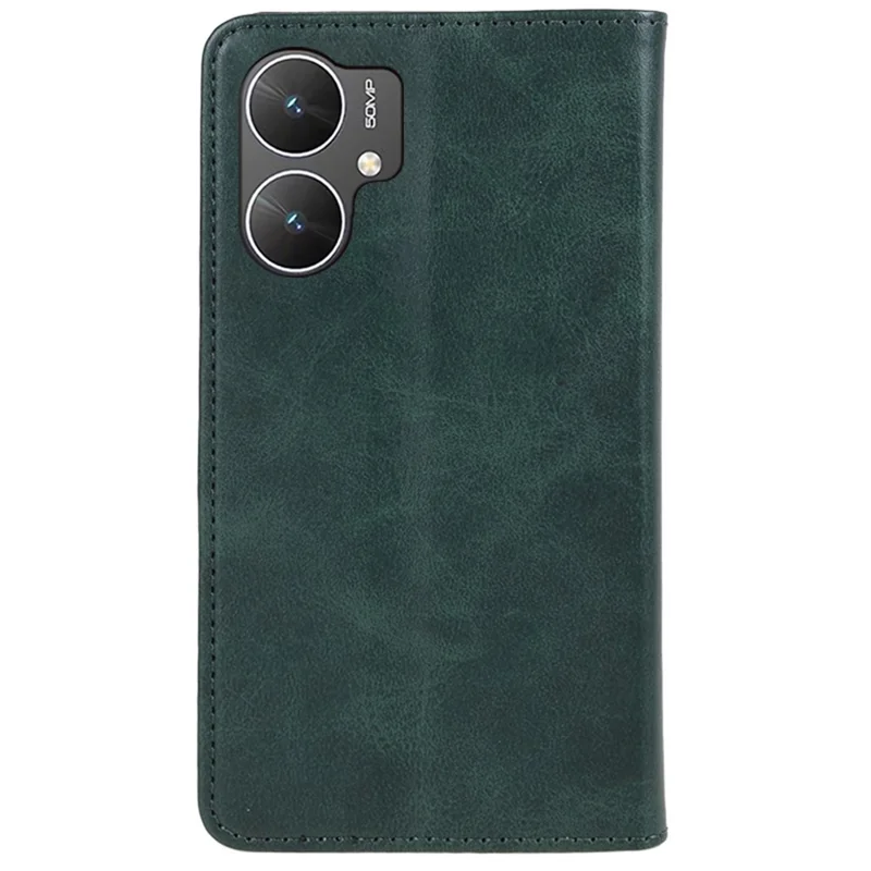 For Xiaomi Poco M6 5G / Redmi 13C 5G / 13R 5G Mobile Phone Case Calf Texture PU Leather Stand Wallet Phone Stand Cover - Green