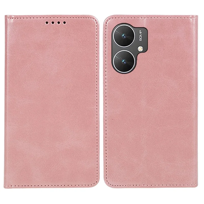 Para el Xiaomi Poco M6 5G / Redmi 13C 5G / 13R 5G Funda para teléfono móvil Textura de ternera Cuero PU Soporte para billetera Funda protectora - Oro rosa