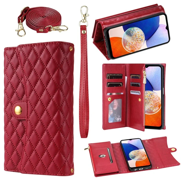 BKS-002 Pour Samsung Galaxy A24 4G (162,1 x 77,6 x 8,3 mm) Étui en cuir avec fentes pour cartes Housse de téléphone avec sangles - Rouge