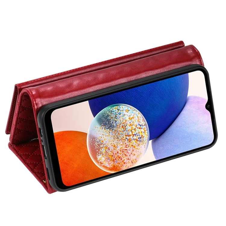 BKS-002 Pour Samsung Galaxy A24 4G (162,1 x 77,6 x 8,3 mm) Étui en cuir avec fentes pour cartes Housse de téléphone avec sangles - Rouge