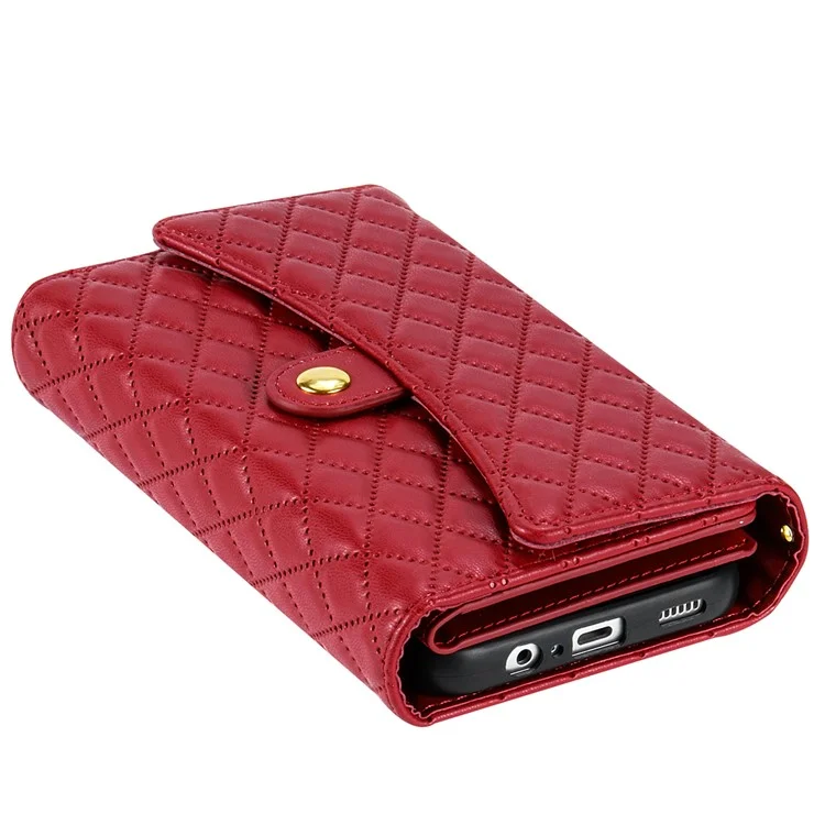 BKS-002 Pour Samsung Galaxy A24 4G (162,1 x 77,6 x 8,3 mm) Étui en cuir avec fentes pour cartes Housse de téléphone avec sangles - Rouge