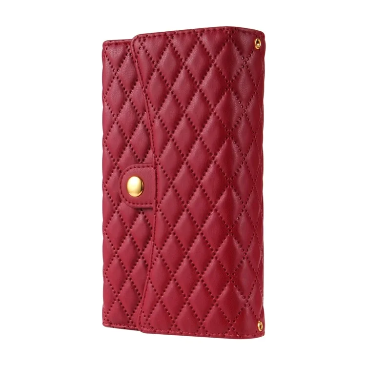BKS-002 Pour Samsung Galaxy A24 4G (162,1 x 77,6 x 8,3 mm) Étui en cuir avec fentes pour cartes Housse de téléphone avec sangles - Rouge