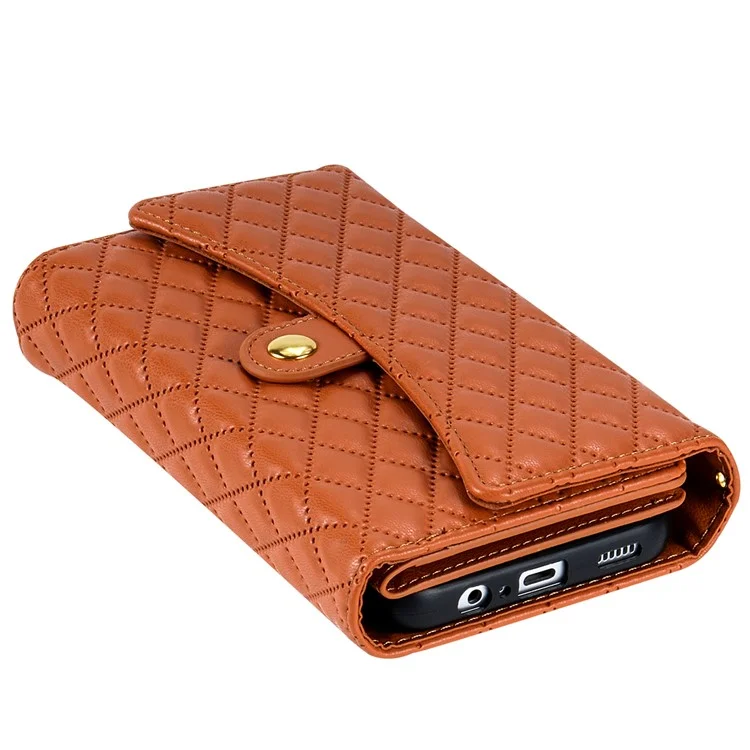BKS-002 Para Xiaomi Redmi K50 Ultra / 12T 5G / 12T Pro 5G Capa de Couro Carteira Stand Phone Cover com Alças - Marrom