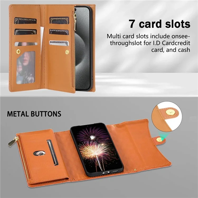 BKS-002 Para Xiaomi Redmi K50 Ultra / 12T 5G / 12T Pro 5G Capa de Couro Carteira Stand Phone Cover com Alças - Marrom
