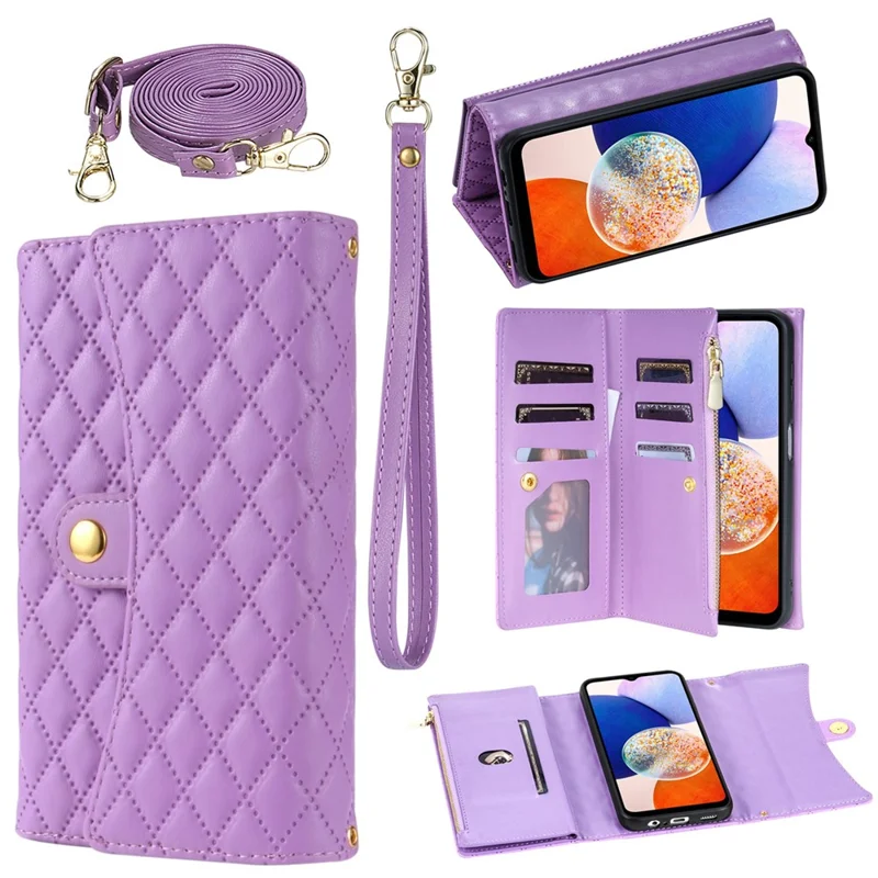 BKS-002 For Samsung Galaxy A25 5G (Global) (161.0 x 76.5 x 8.3mm) Wallet Case PU Leather with Card Slots - Purple