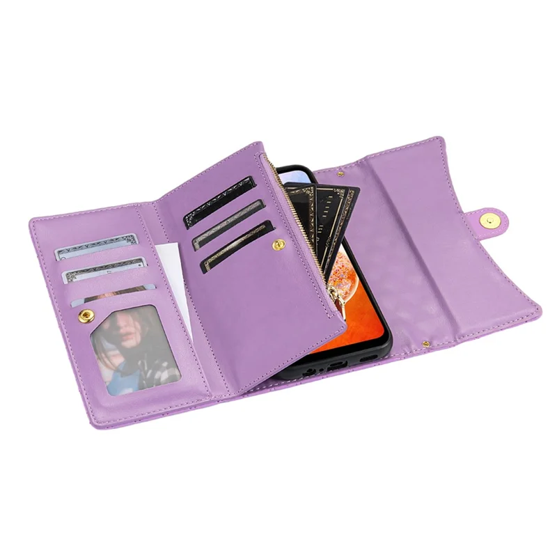 BKS-002 For Samsung Galaxy A25 5G (Global) (161.0 x 76.5 x 8.3mm) Wallet Case PU Leather with Card Slots - Purple