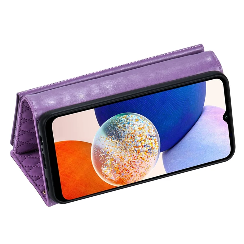 BKS-002 For Samsung Galaxy A25 5G (Global) (161.0 x 76.5 x 8.3mm) Wallet Case PU Leather with Card Slots - Purple