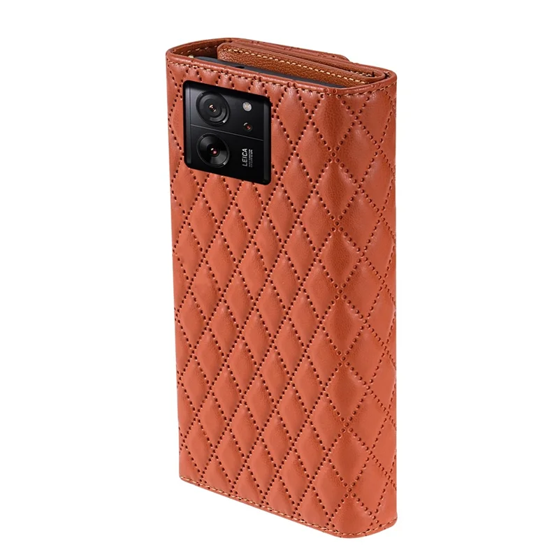 BKS-002 For Xiaomi Redmi K60 Ultra / 13T / 13T Pro Case Wallet Phone Cover with Zipper Pocket 7 Card Slots - Brown
