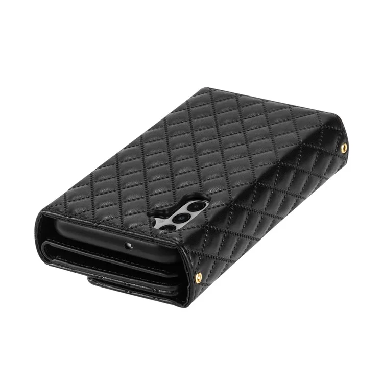 BKS-002 For Samsung Galaxy A14 4G / 5G Case Flip Wallet Leather Phone Cover 7 Card Slots - Black