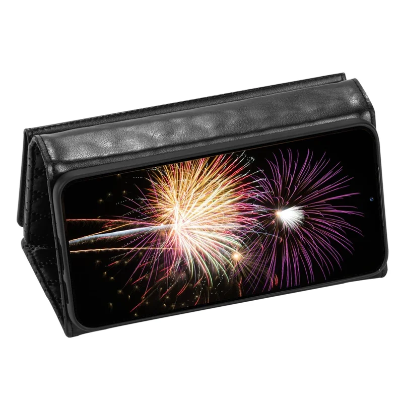 BKS-002 For Samsung Galaxy S24+ Wallet Case PU Leather Phone Cover Handbag with Long Strap - Black