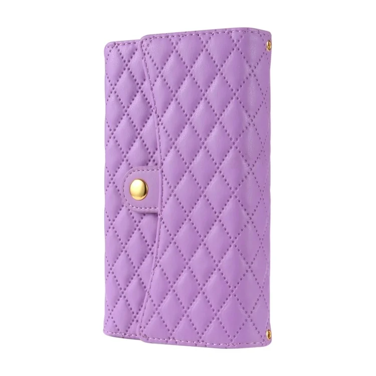 BKS-002 For Samsung Galaxy S24 Leather Flip Case Phone Cover Card Slots Zipper Pocket - Purple