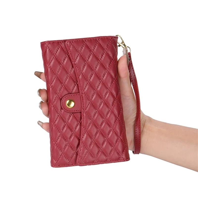 BKS-002 For Samsung Galaxy A54 5G Crossbody Phone Case Leather Folio Wallet Cover with 7 Card Holder - Red