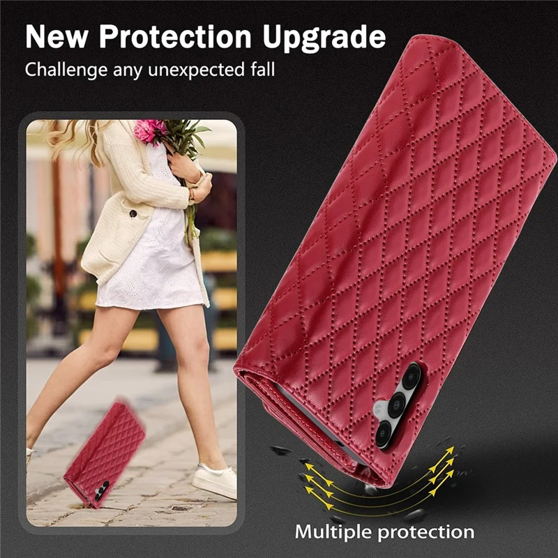 BKS-002 For Samsung Galaxy A54 5G Crossbody Phone Case Leather Folio Wallet Cover with 7 Card Holder - Red