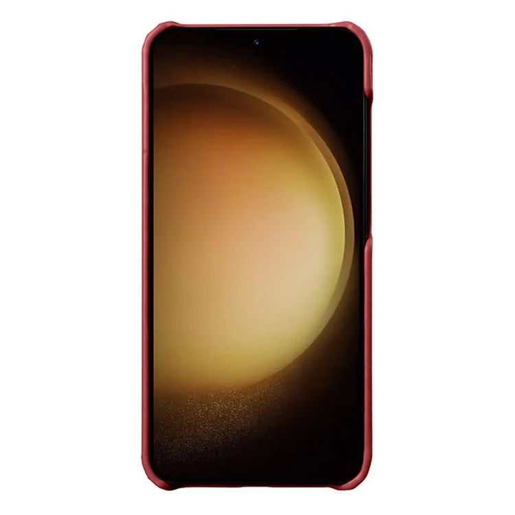 MELKCO Pour Samsung Galaxy S24+ Coque de Téléphone Portable Résistante aux Chutes Véritable Cuir de Vache+PC - Rouge