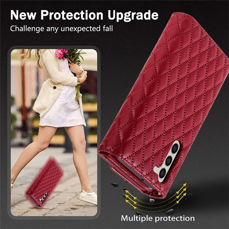 BKS-002 Wallet Phone Case für Samsung Galaxy S23+ Multi-Cards Zipper PU Lederabdeckung - Rot