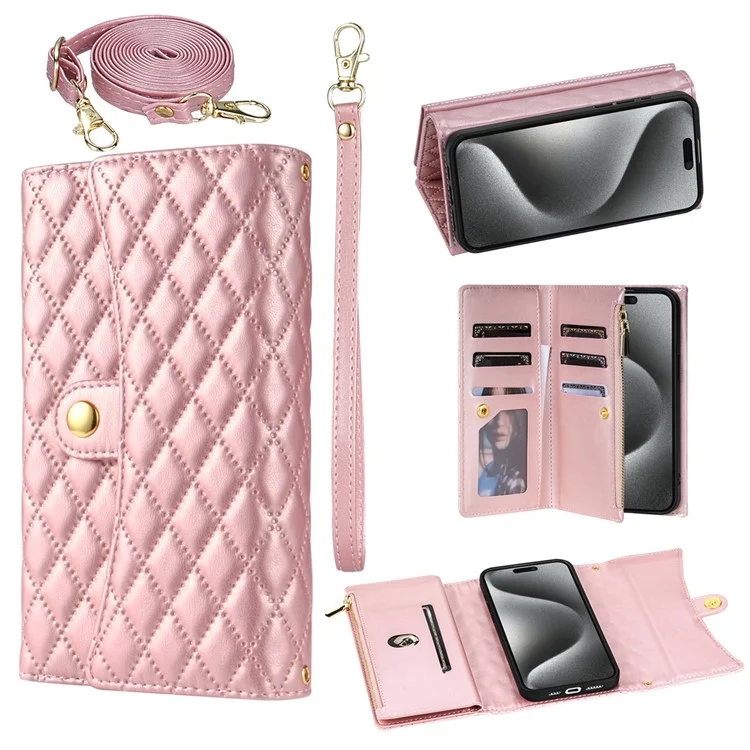 BKS-002 Pour iPhone 11 Folio Flip Cover Card Slots Stand Wallet Phone Case - Rose Gold