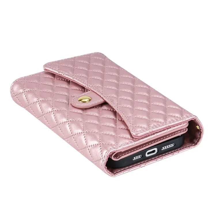 BKS-002 Pour iPhone 11 Folio Flip Cover Card Slots Stand Wallet Phone Case - Rose Gold