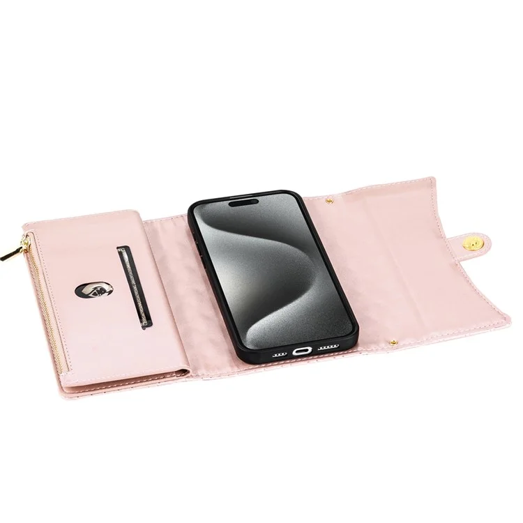 BKS-002 Pour iPhone 11 Folio Flip Cover Card Slots Stand Wallet Phone Case - Rose Gold