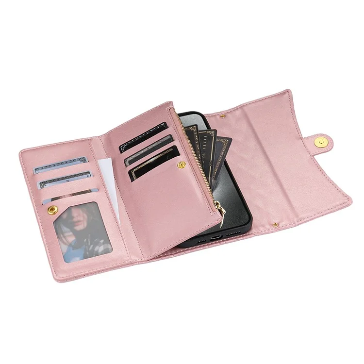 BKS-002 Pour iPhone 11 Folio Flip Cover Card Slots Stand Wallet Phone Case - Rose Gold