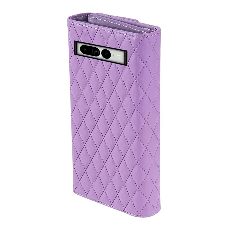 BKS-002 Pour Google Pixel 7 Pro 5G Étui de téléphone en cuir PU 7 emplacements pour cartes Portefeuille bandoulière - Violet