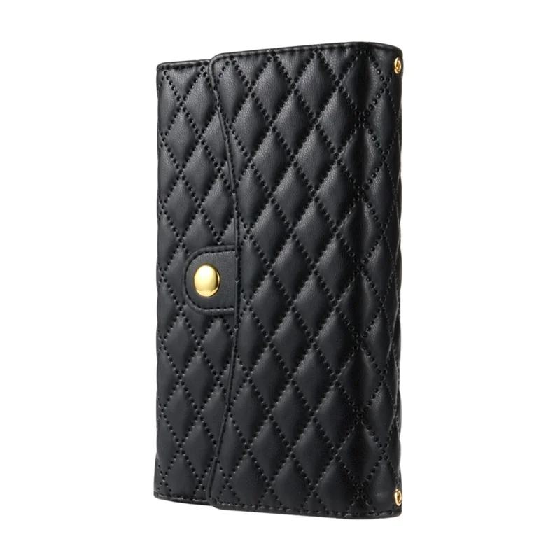 BKS-002 Coque pour iPhone 13 avec poche zippée Folio en cuir PU Flip Cover avec 2 sangles - Noir