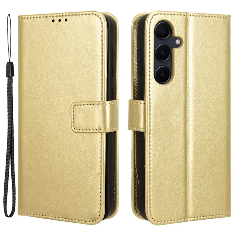 Case for Samsung Galaxy A55 5G Crazy Horse Texture Leather Wallet Shockproof Cover - Gold