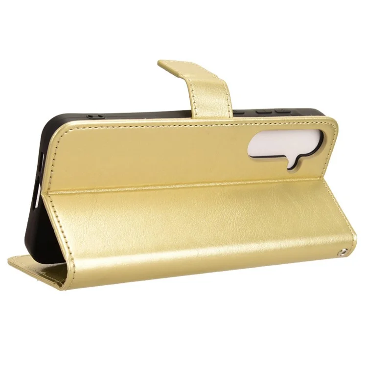 Case for Samsung Galaxy A55 5G Crazy Horse Texture Leather Wallet Shockproof Cover - Gold