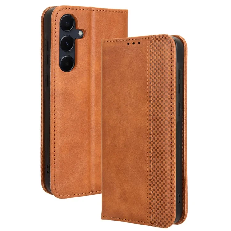 Funda para teléfono Samsung Galaxy A55 5G, de piel sintética con cartera y tapa abatible - Marrón