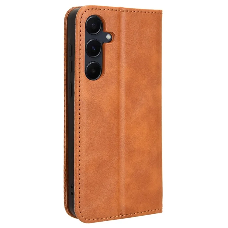 Funda para teléfono Samsung Galaxy A55 5G, de piel sintética con cartera y tapa abatible - Marrón