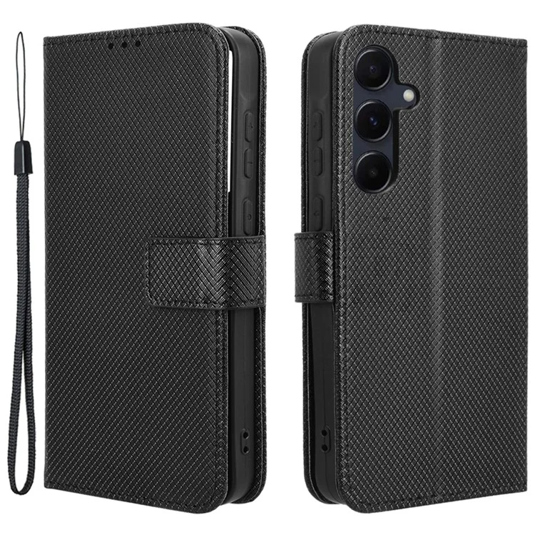 Pour Samsung Galaxy A55 5G PU Leather Cover Flip Phone Case avec Fentes pour Cartes - Noir