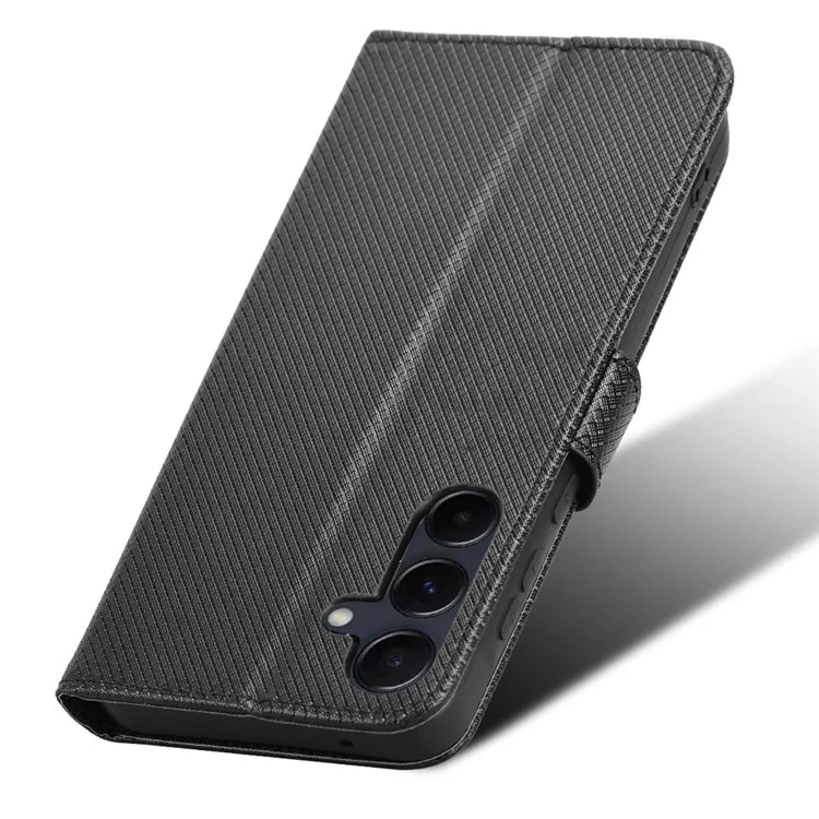 Pour Samsung Galaxy A55 5G PU Leather Cover Flip Phone Case avec Fentes pour Cartes - Noir
