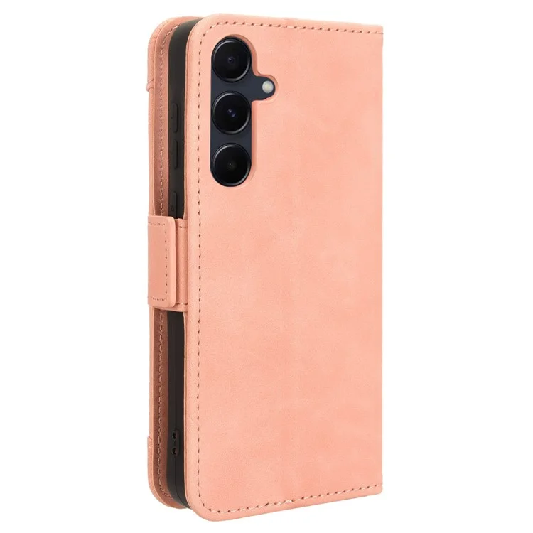 Funda de cuero para teléfono Samsung Galaxy A55 5G, con múltiples ranuras para tarjetas y soporte - Rosa
