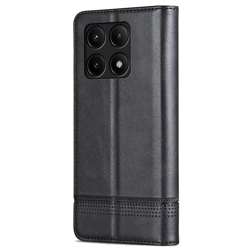 AZNS Für Xiaomi Poco F6 Pro 5G / Redmi K70 5G / K70 Pro 5G Handyhülle Brieftasche Cover Rindsledern Textur - Schwarz