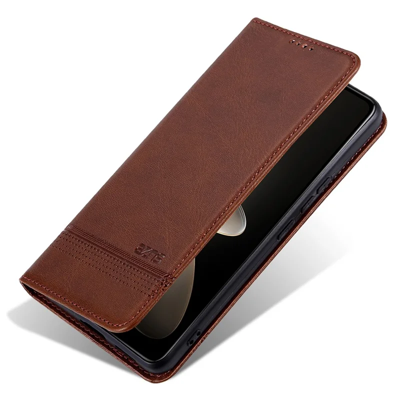AZNS For Xiaomi Poco F6 Pro 5G / Redmi K70 5G / K70 Pro 5G Phone Case Wallet Cover Cowhide Texture - Coffee