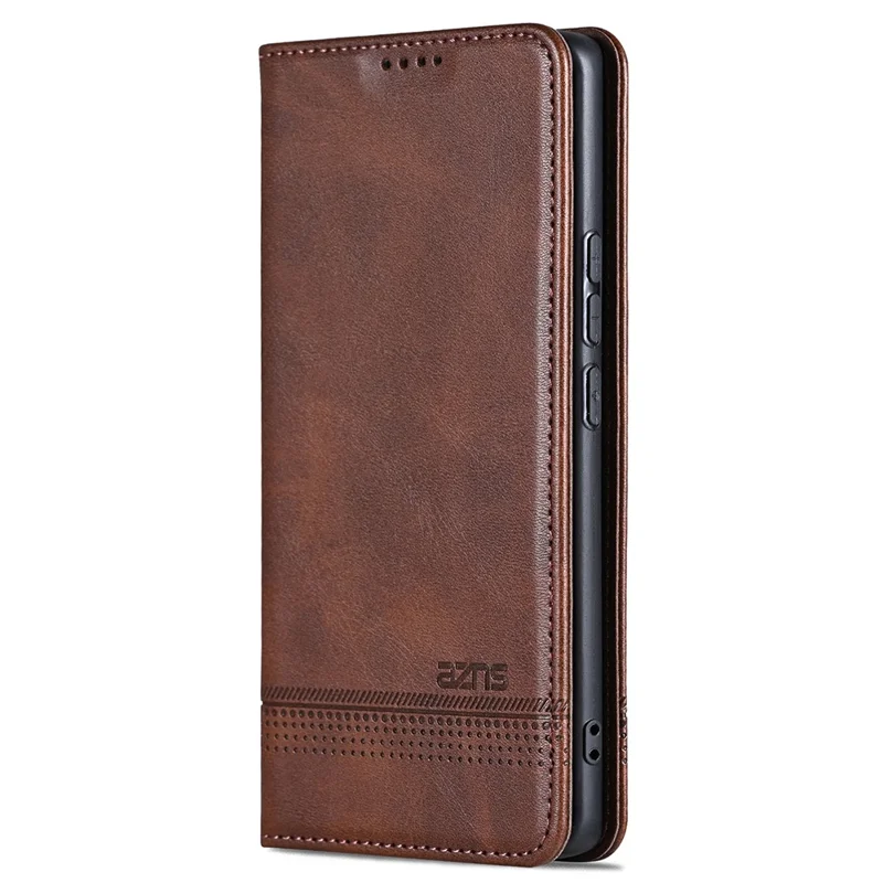 AZNS For Xiaomi Poco F6 Pro 5G / Redmi K70 5G / K70 Pro 5G Phone Case Wallet Cover Cowhide Texture - Coffee