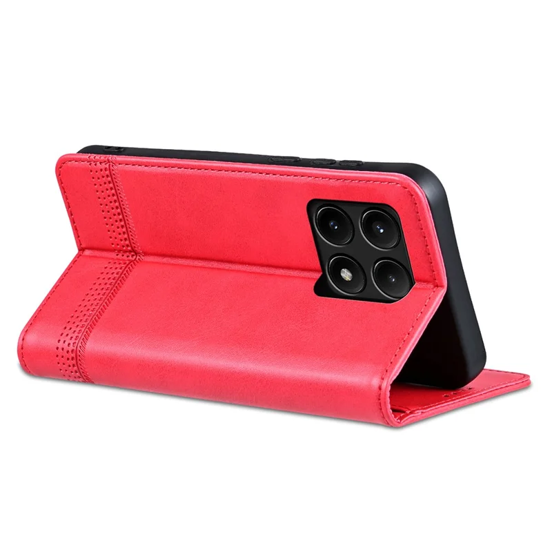 AZNS Für Xiaomi Poco F6 Pro 5G / Redmi K70 5G / K70 Pro 5G Handyhülle Wallet Cover Kuhledertextur - Rot
