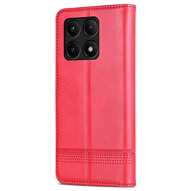 AZNS Für Xiaomi Poco F6 Pro 5G / Redmi K70 5G / K70 Pro 5G Handyhülle Wallet Cover Kuhledertextur - Rot