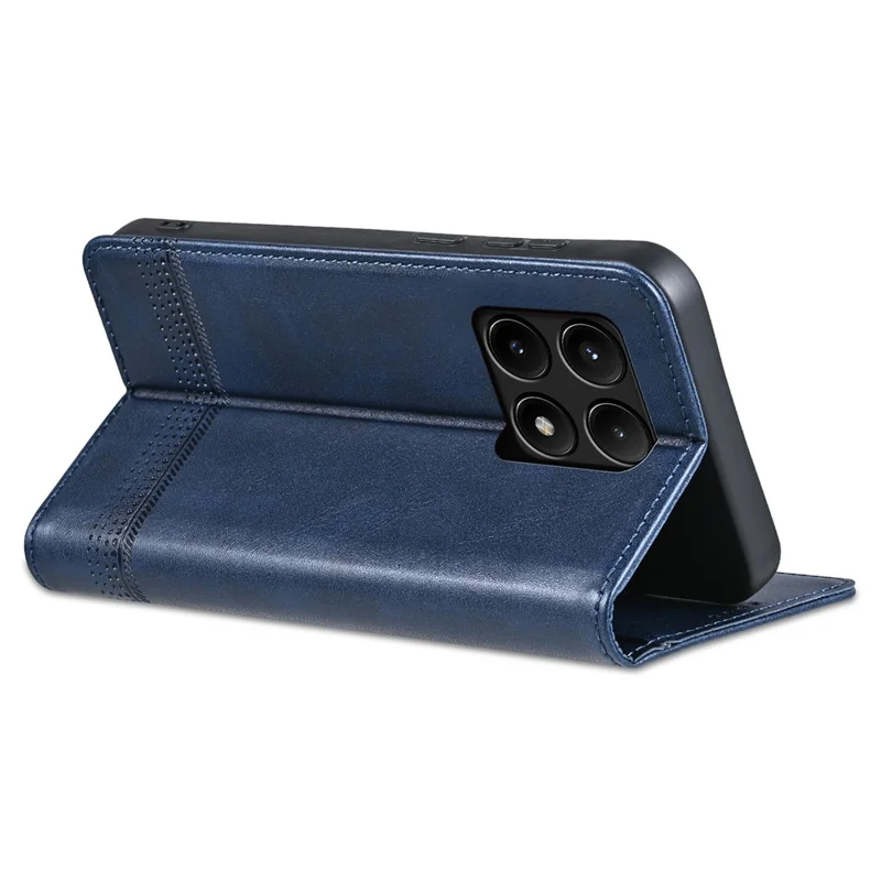 AZNS For Xiaomi Poco F6 Pro 5G / Redmi K70 5G / K70 Pro 5G Phone Case Wallet Cover Cowhide Texture - Blue