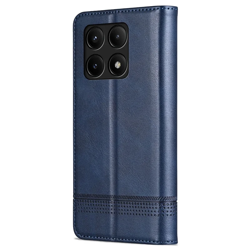 AZNS For Xiaomi Poco F6 Pro 5G / Redmi K70 5G / K70 Pro 5G Phone Case Wallet Cover Cowhide Texture - Blue